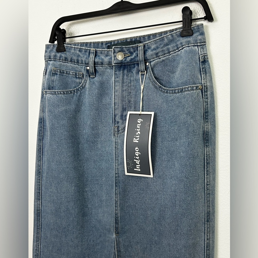 NWT‎ Indigo Rising Denim Maxi Skirt Size S Blue Y2K - Picture 5 of 7